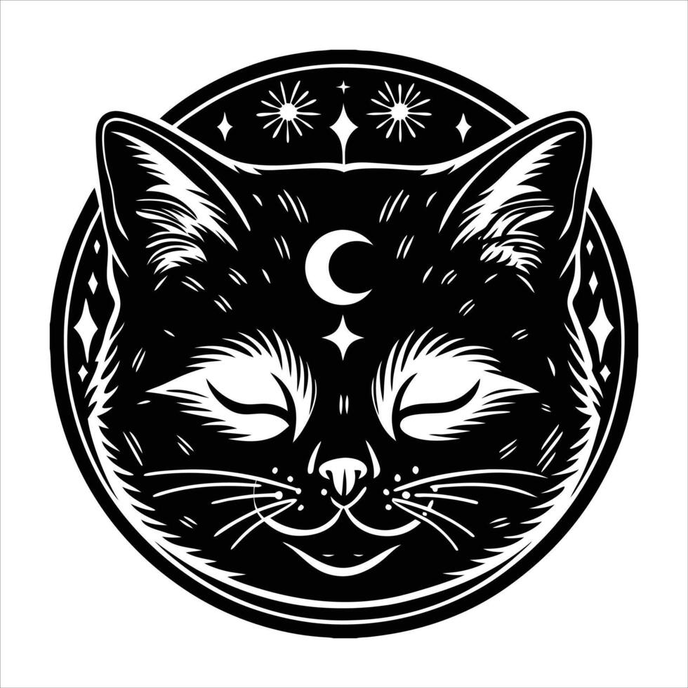 Flat halloween cat illustration. vector