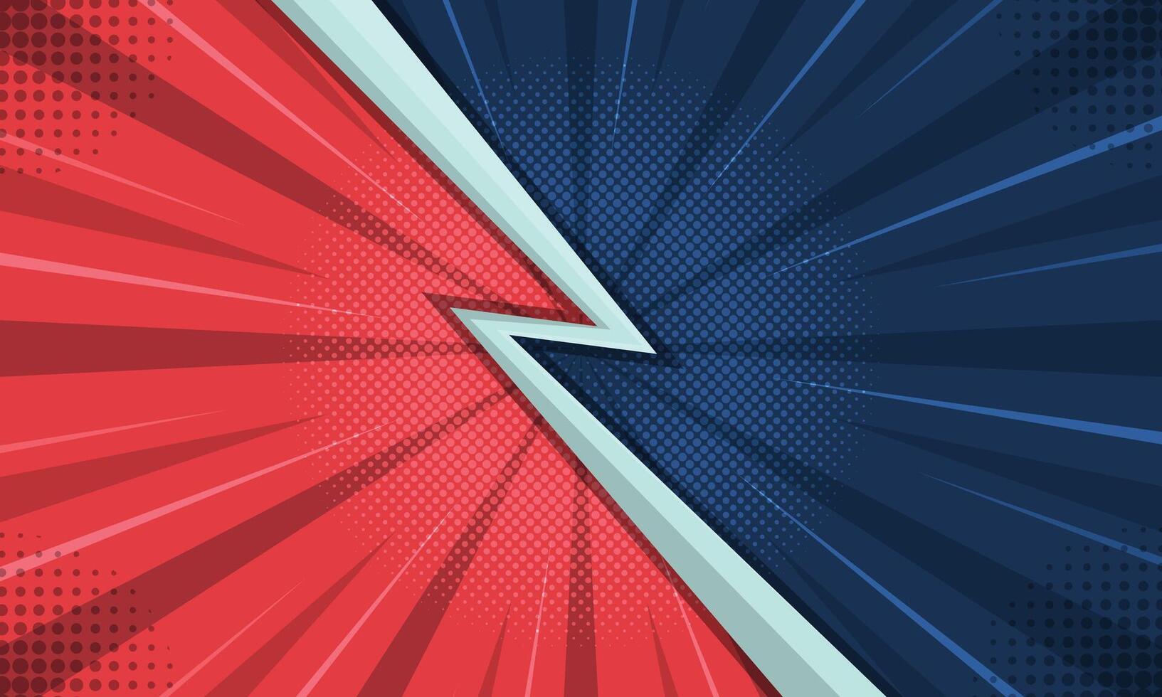 Abstract radial lines red and blue fighting comic background vector
