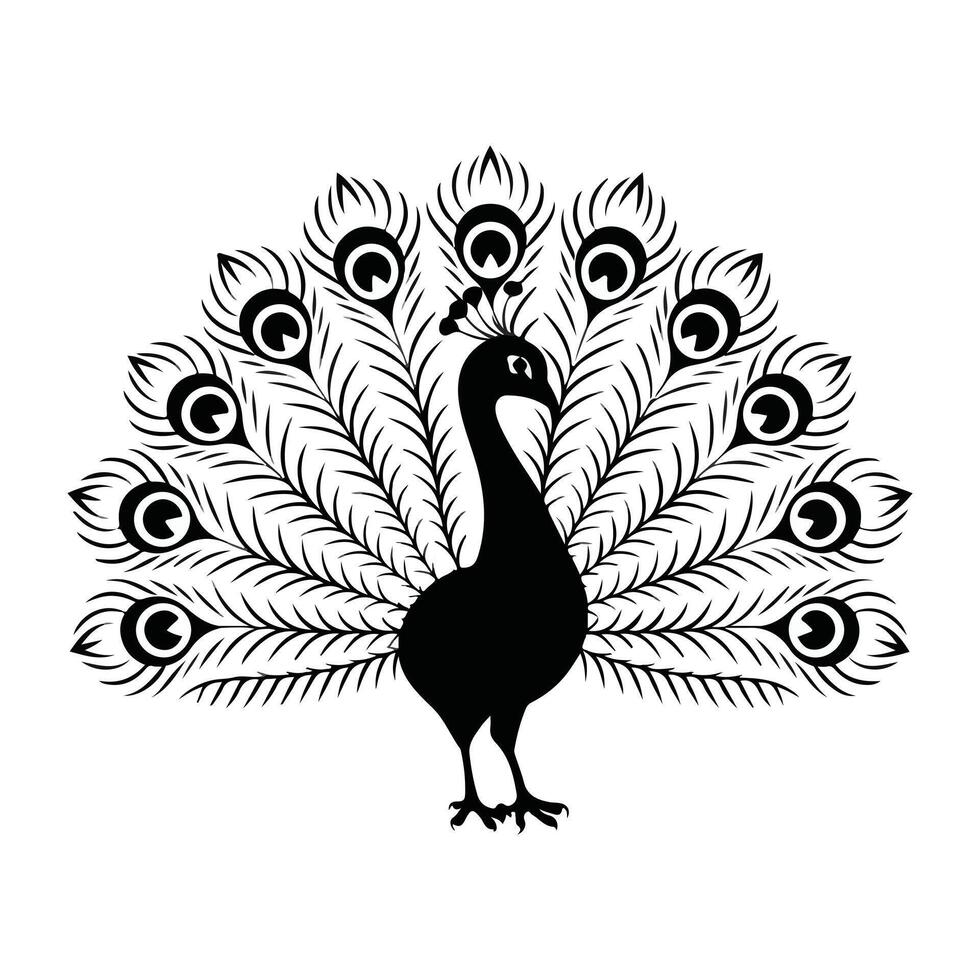Peacock Logo Silhouette isolated Styles illustration vector