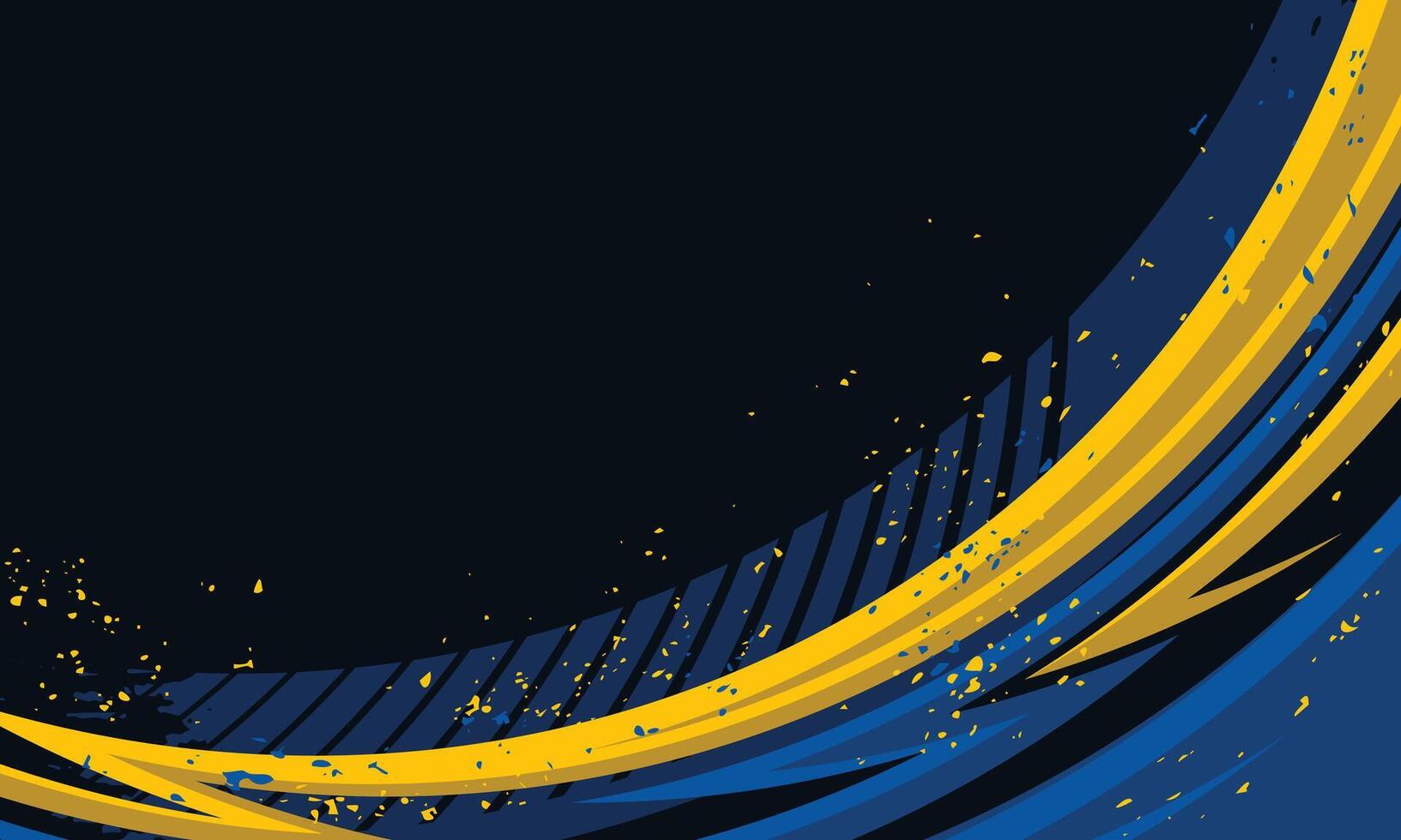 Abstract yellow and blue geometric racing stripes modern dark background vector