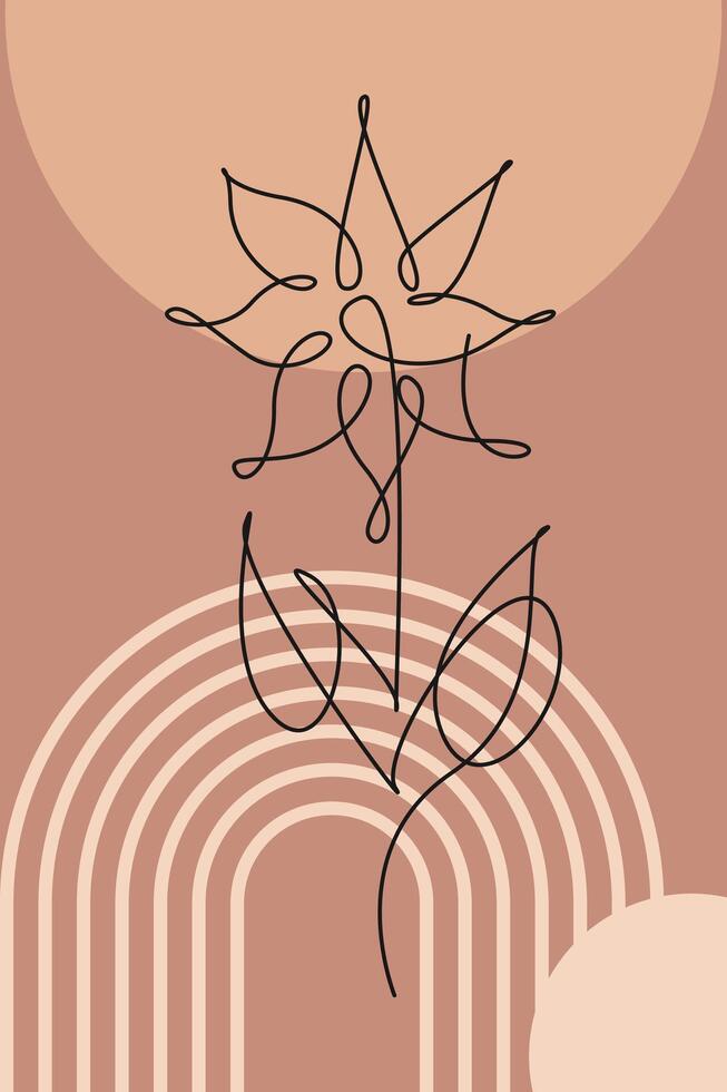 Beige Botanical Abstract Floral Printable vector