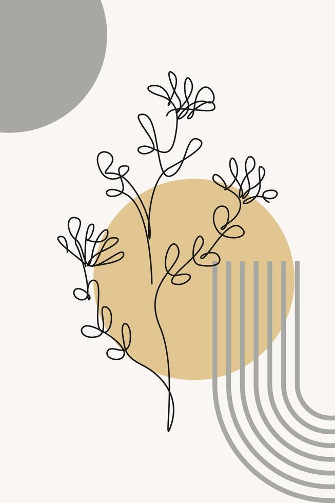 Beige Botanical Abstract Printable vector