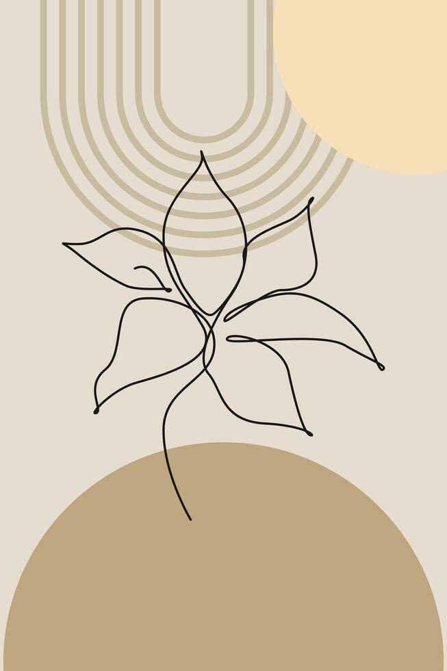 Beige Botanical Abstract Printable Art vector