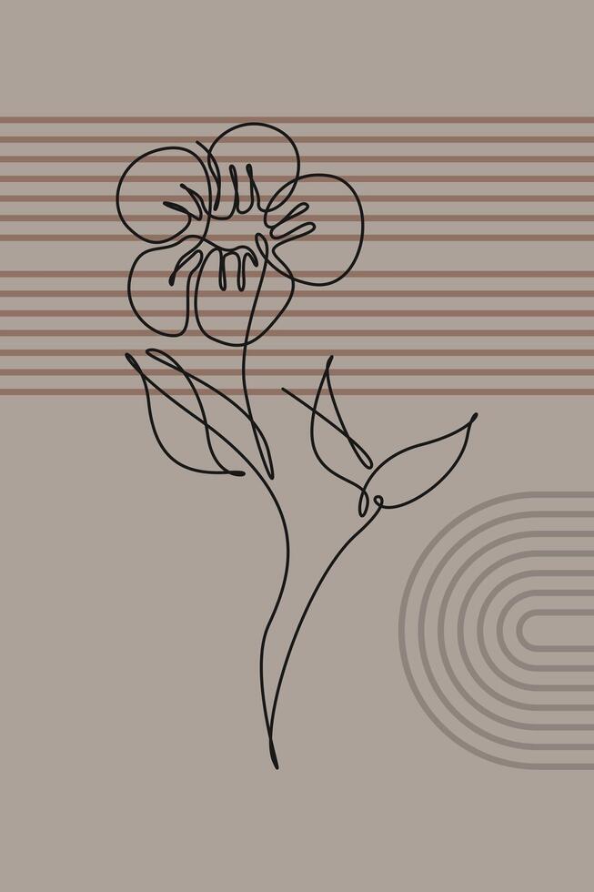 Art Boho of Botanical Abstract Floral Outline Wall Art Background vector