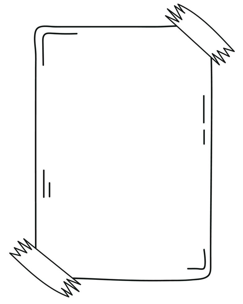 White frame for text, doodle illustration, line illustration vector