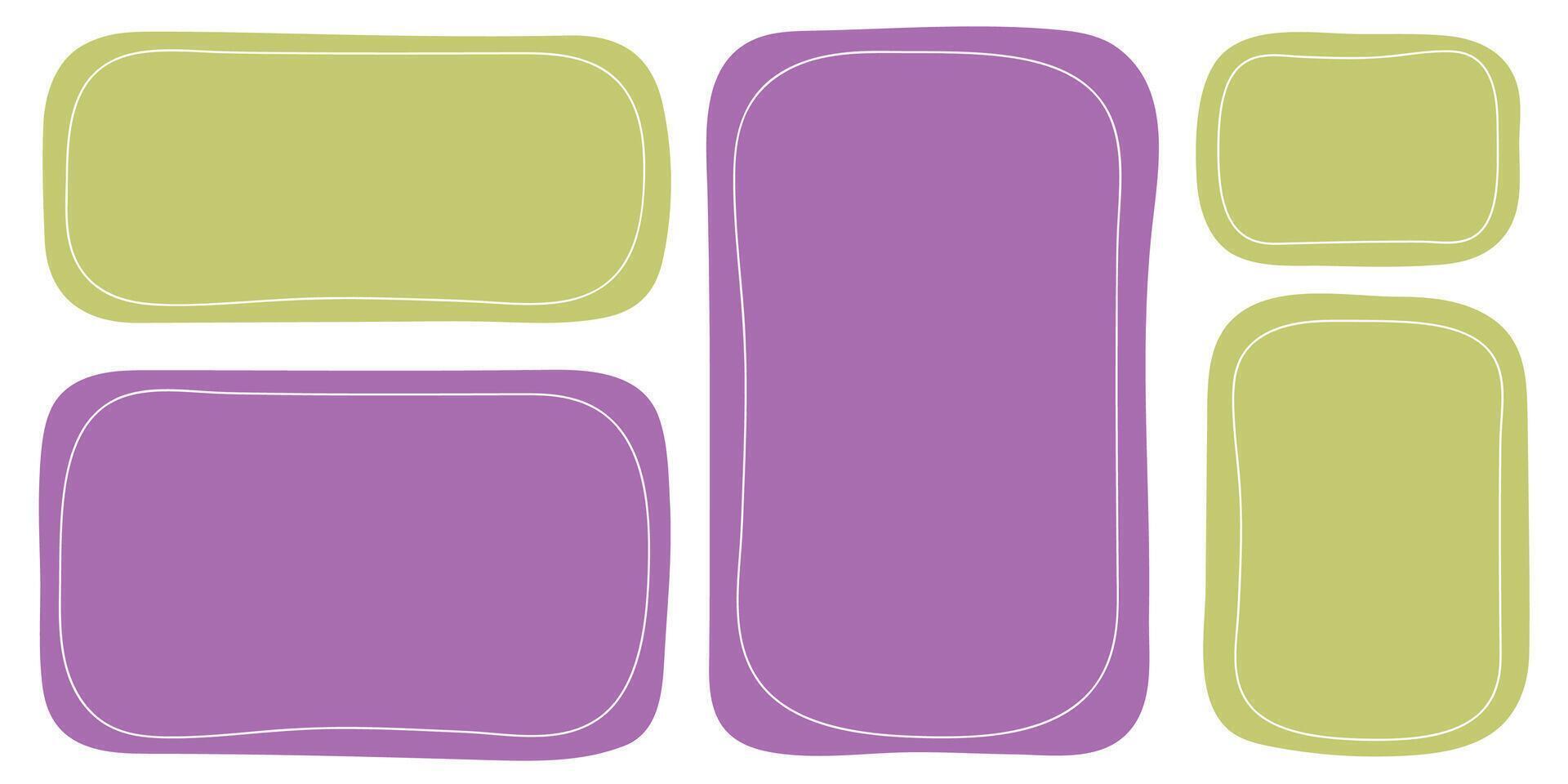 Hand drawn paper quote frame set. Empty speech bubbles. Colored shaped text box.Flat isolated illustration. Frame textbox vector