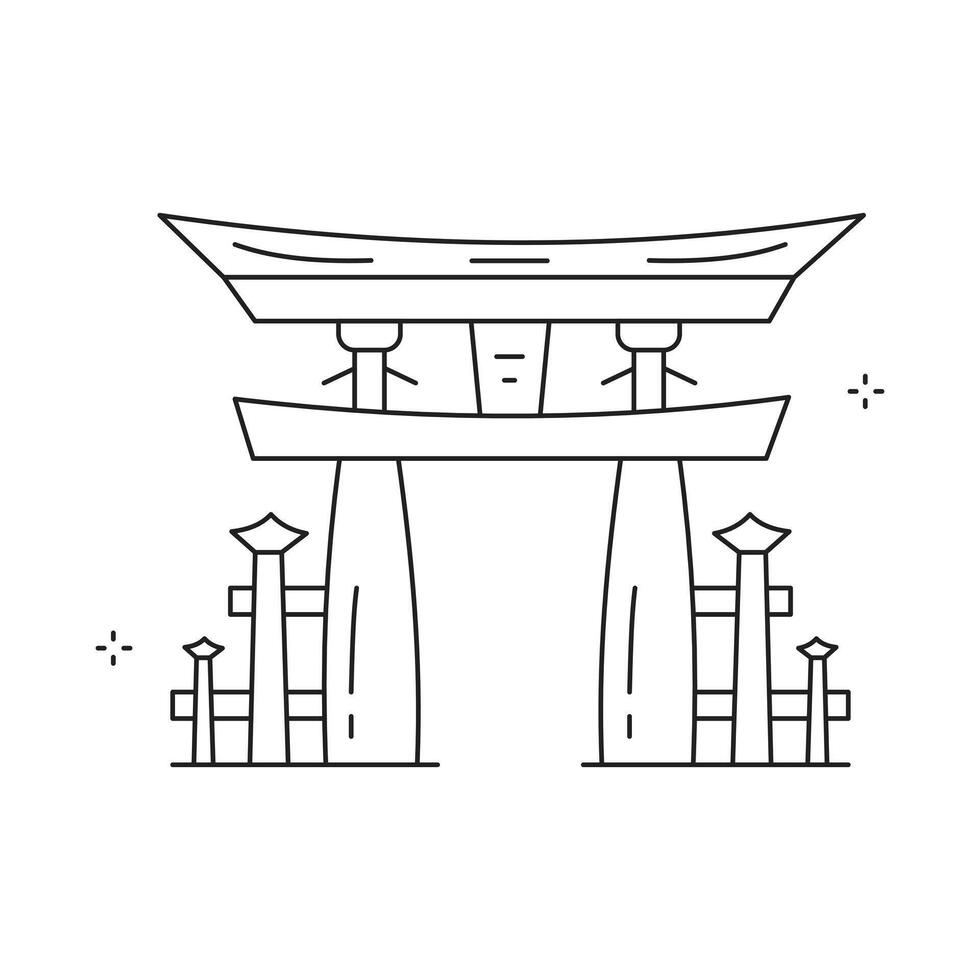 Sacred Tori Gate Landmark Icon Design vector
