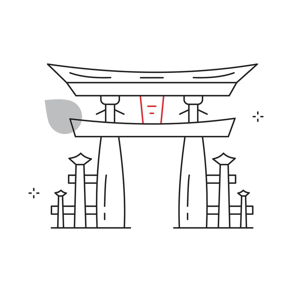 Japanese Shrine Tori Gate Icon Design vector
