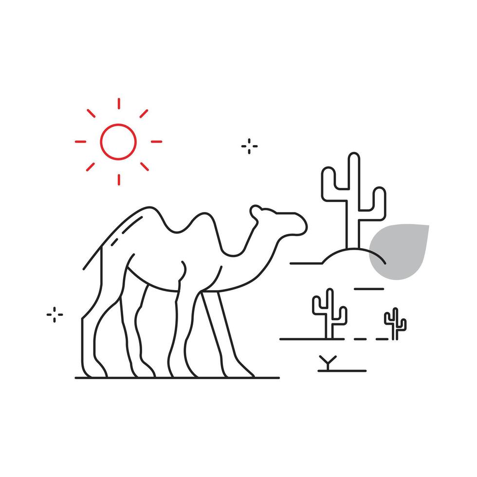 Wildlife Camel in Desert Icon Design vector
