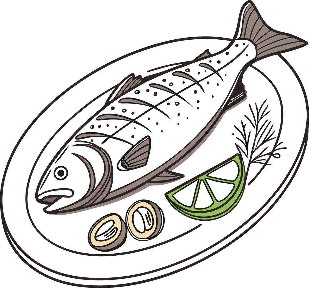 Grilled Fish Platter vector