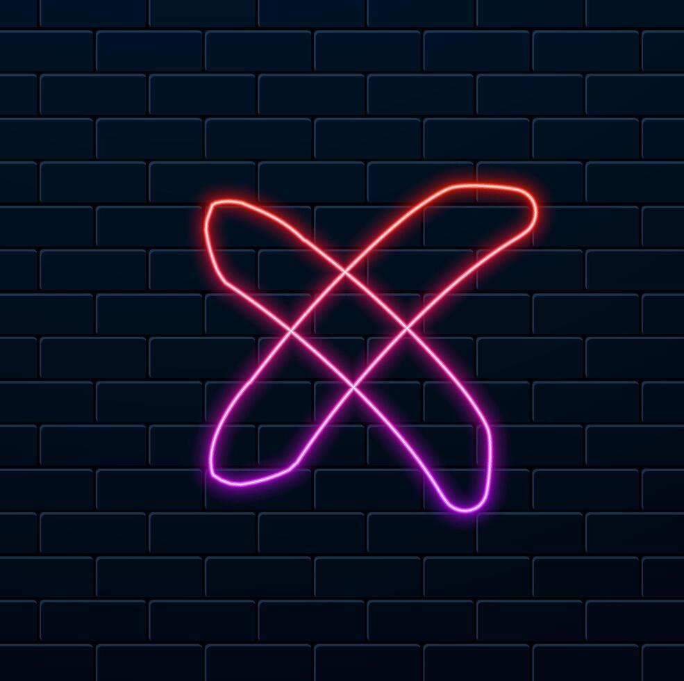 Cross-branding. Glowing neon icon on brick wall background vector