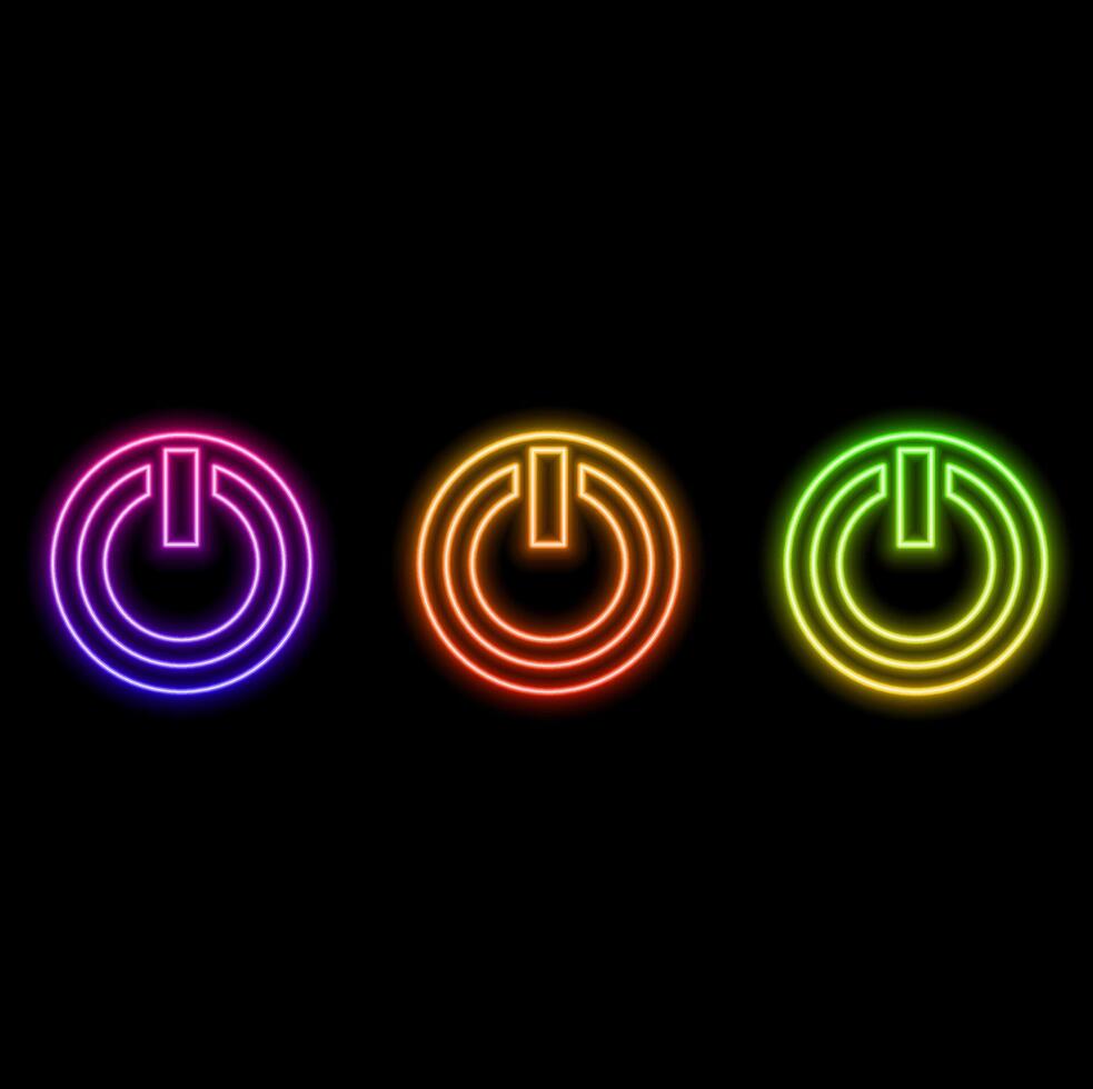Neon isolated realistic of the power button for decoration and coverage on the background of the wall. vector