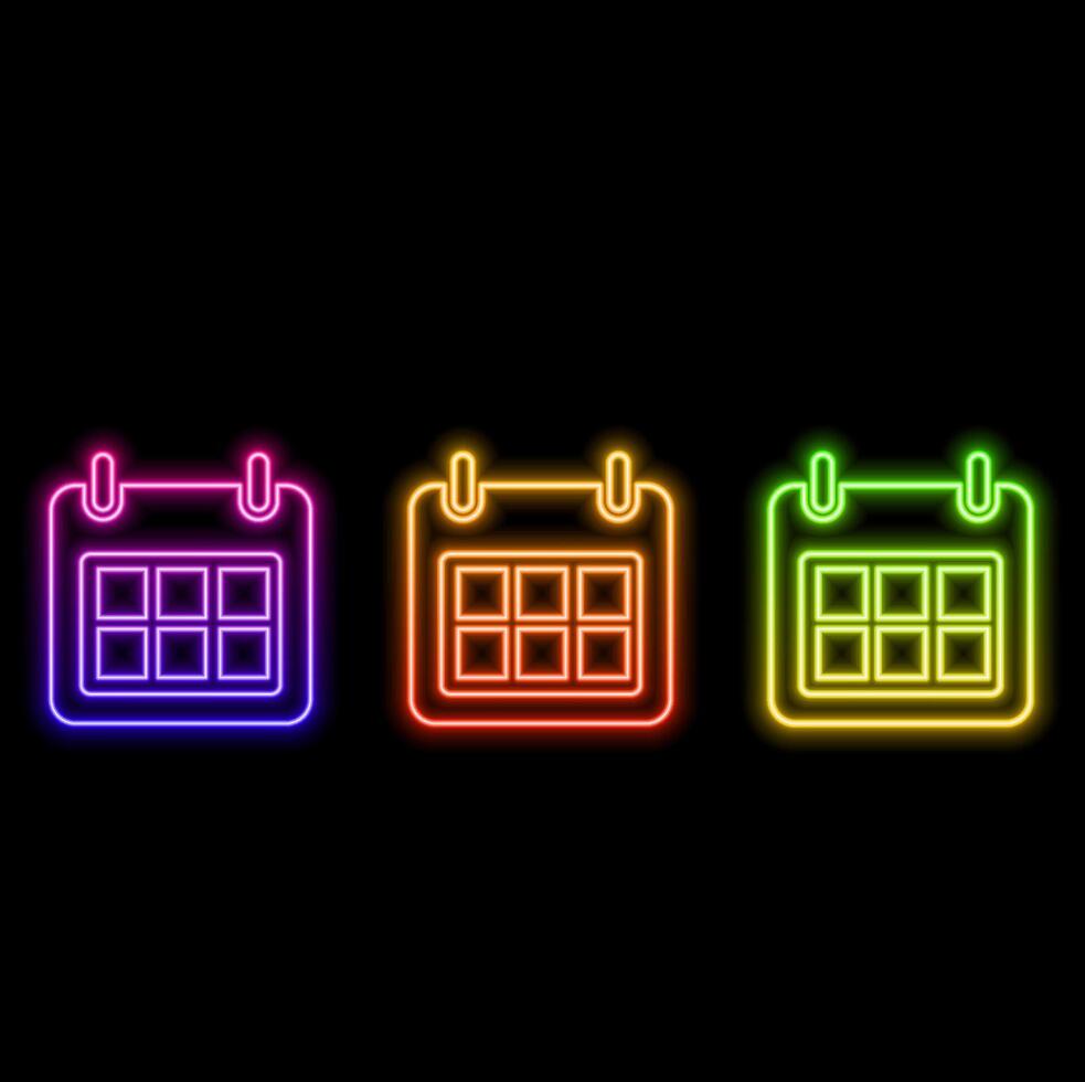 Calendar, date, schedule outline icon in neon style. Instruction illustration line icon elements. signs, symbols can be used for web, logo, mobile app vector