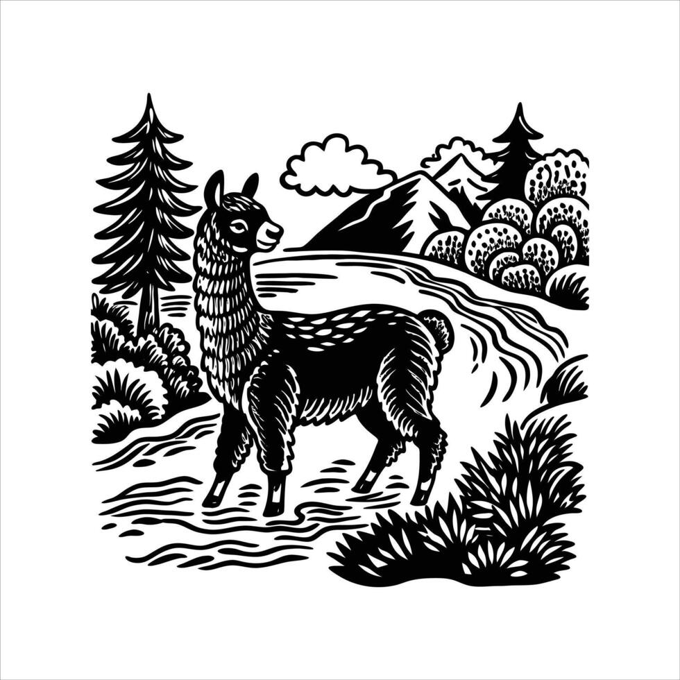 Wild animals in the jungle scene vector