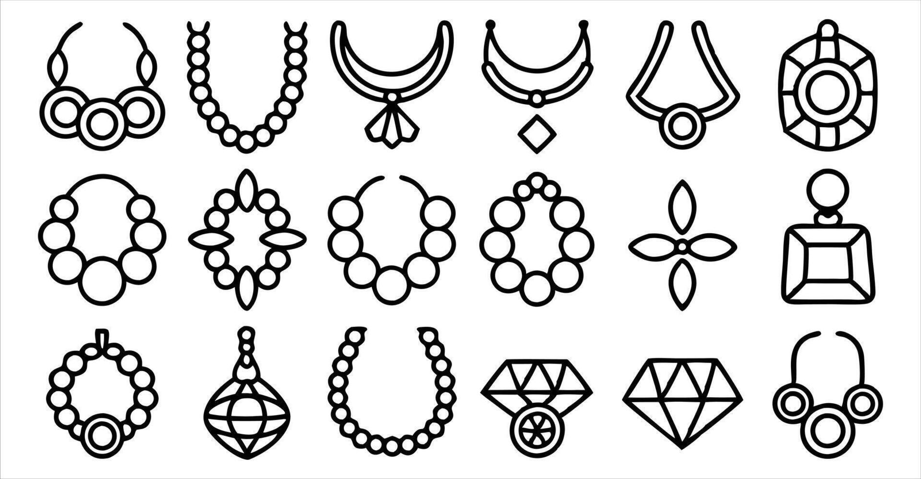 Luxury Necklace Icons Pack vector