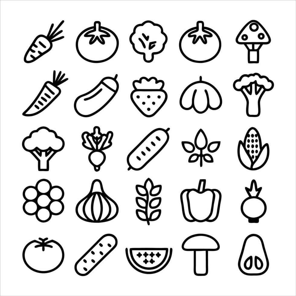Fresh Veggies Line Icons vector