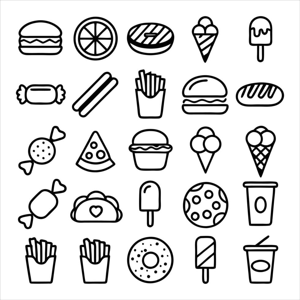 Fast Food Frenzy Icons vector