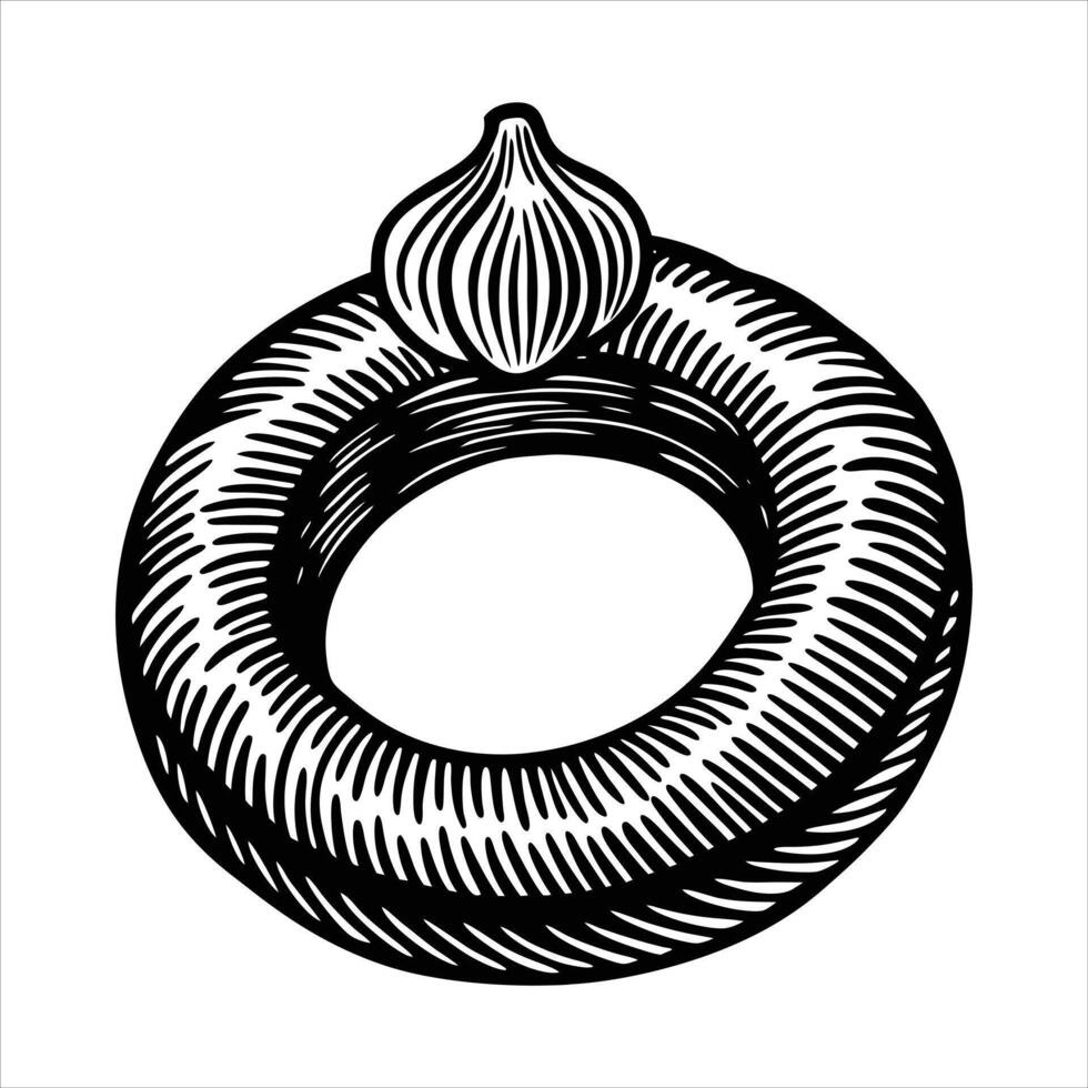 Onion rings labels colorful set. vector
