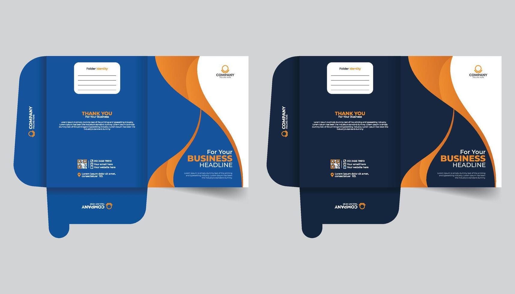 Professional creative corporate presentation document folders or stationery template. Abstract annual report cover or Modern presentation folder template design. Unique real estate File Cases. vector