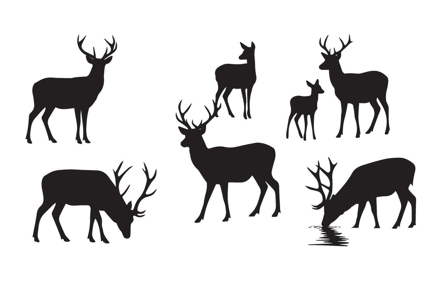 Silhouetted Deer Heads for Custom Engravings vector