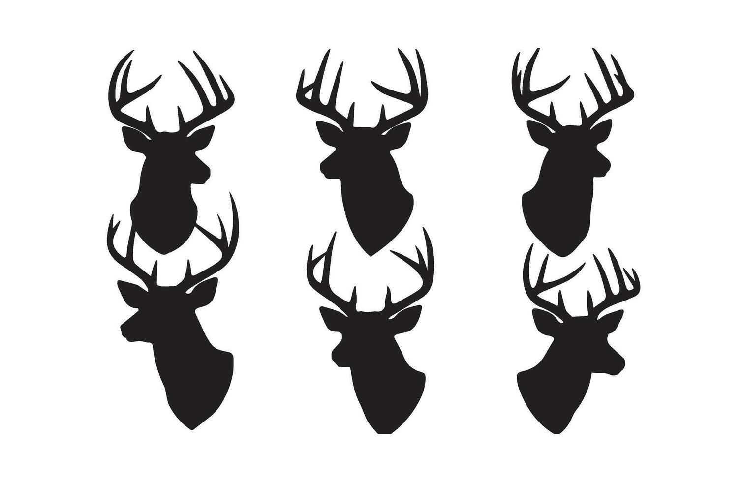 Simplified Deer Head Icons for Digital Use vector