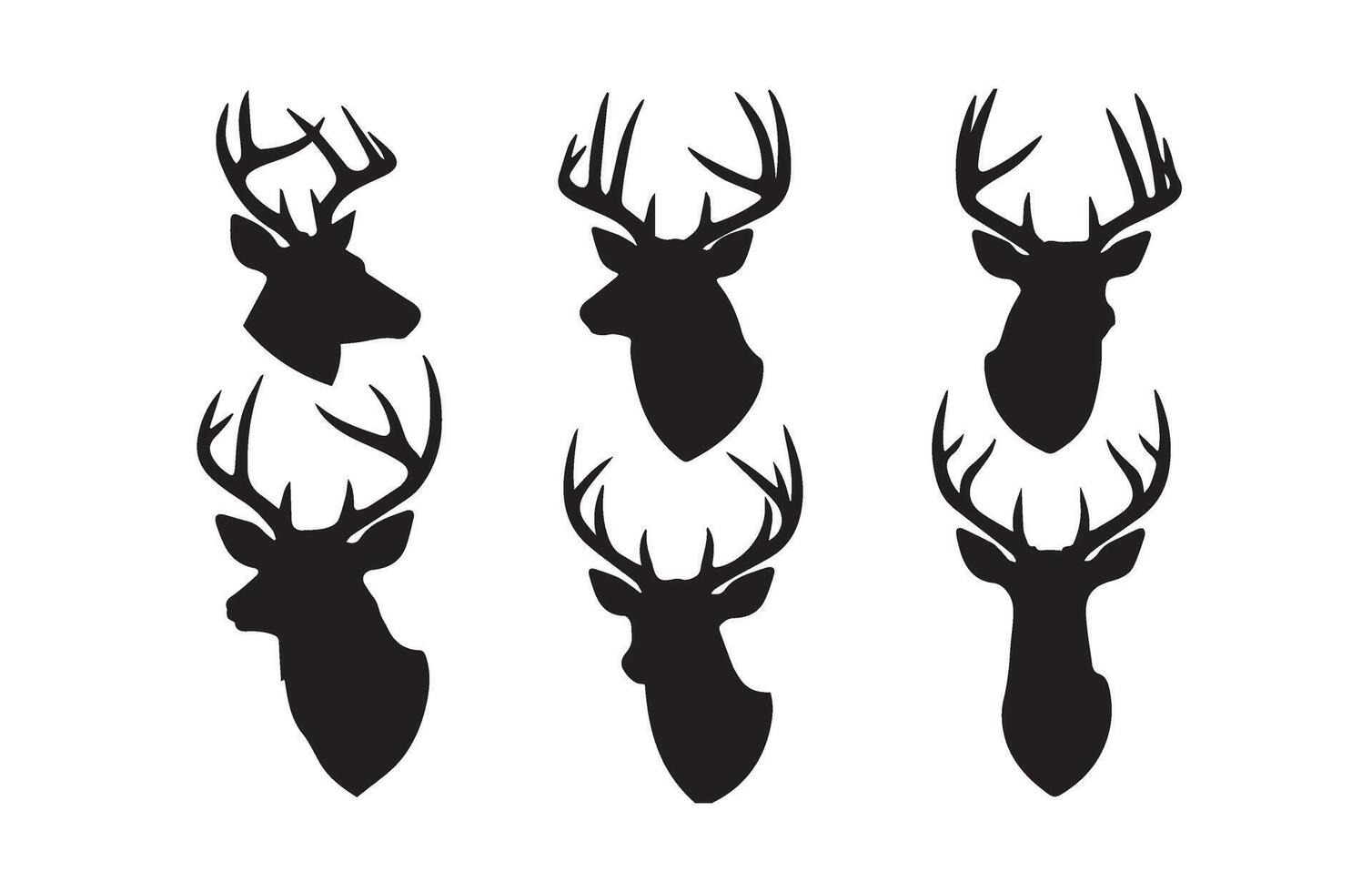 Collection of Deer Head Shadows for Crafts vector
