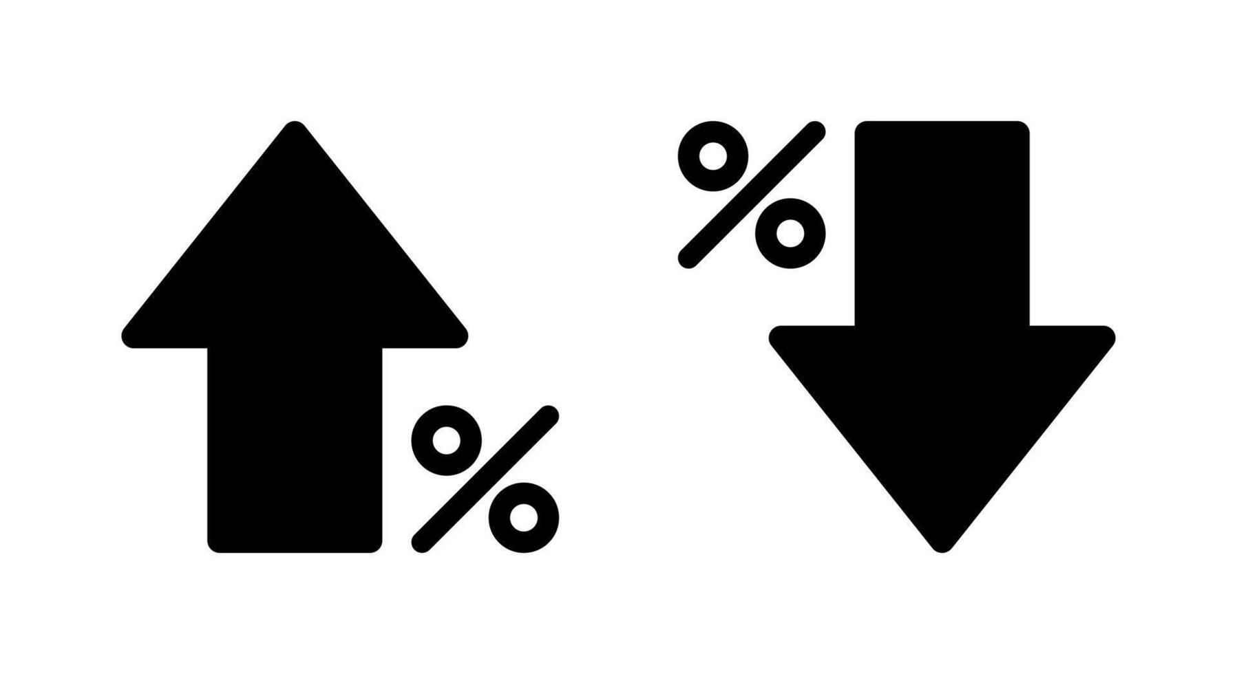 Growth and decline percent arrow icon. Percentage up and down sign. Discount symbol vector