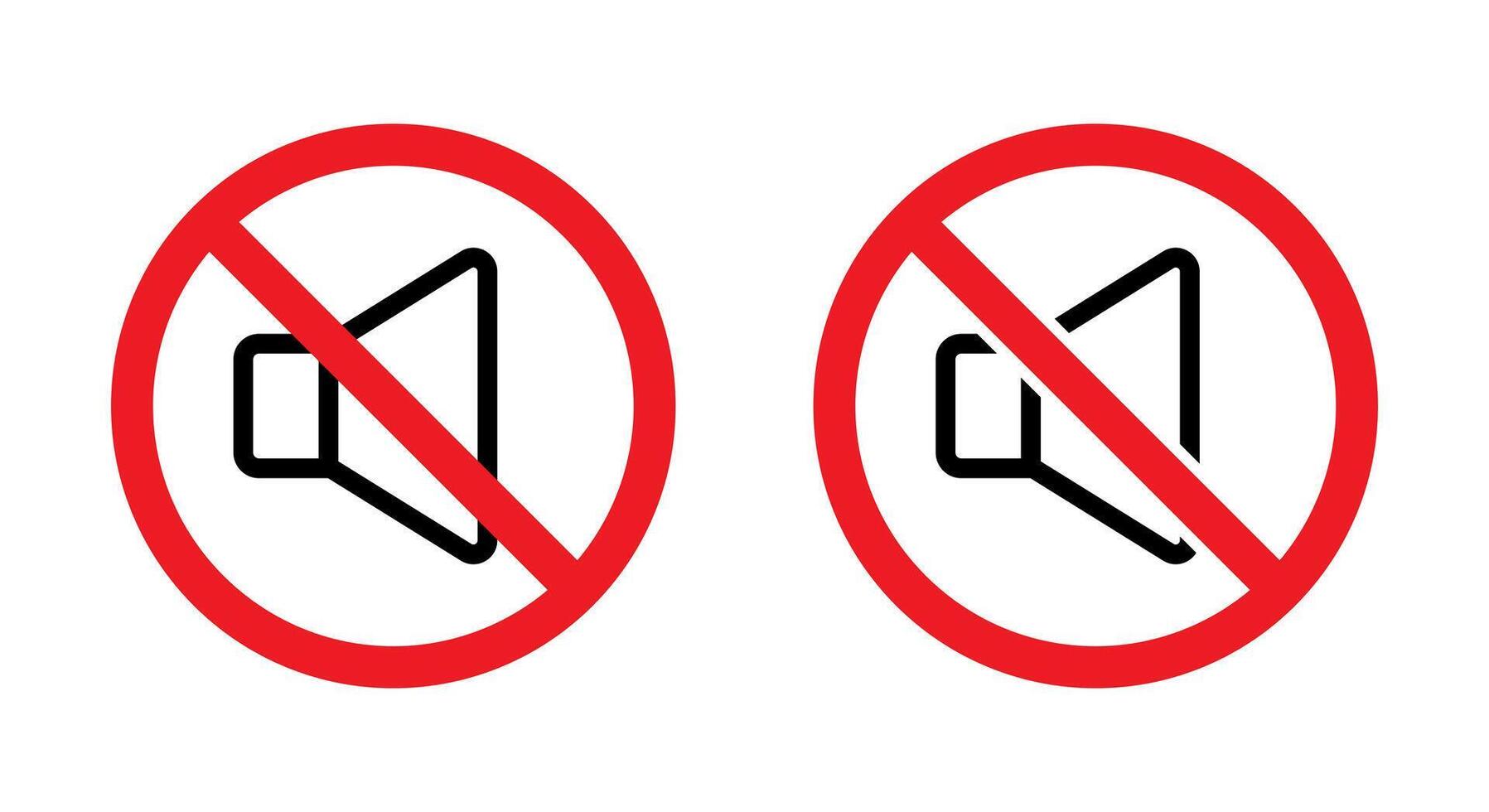 No noise area sign. Sound prohibition symbol. Audio speaker forbidden icon vector