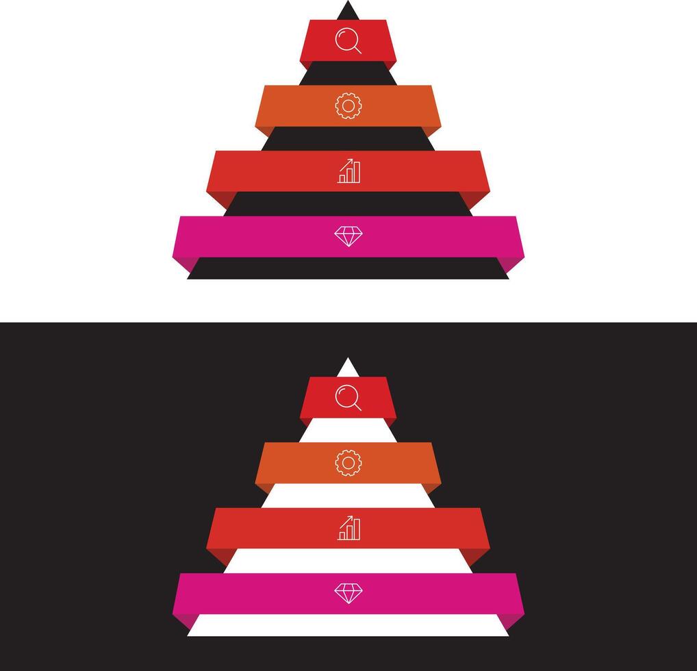 3D Pyramid Chart Infographic Design for Business Analytics - Profit Analysis, Revenue Reports, Research, and Custom Icons vector