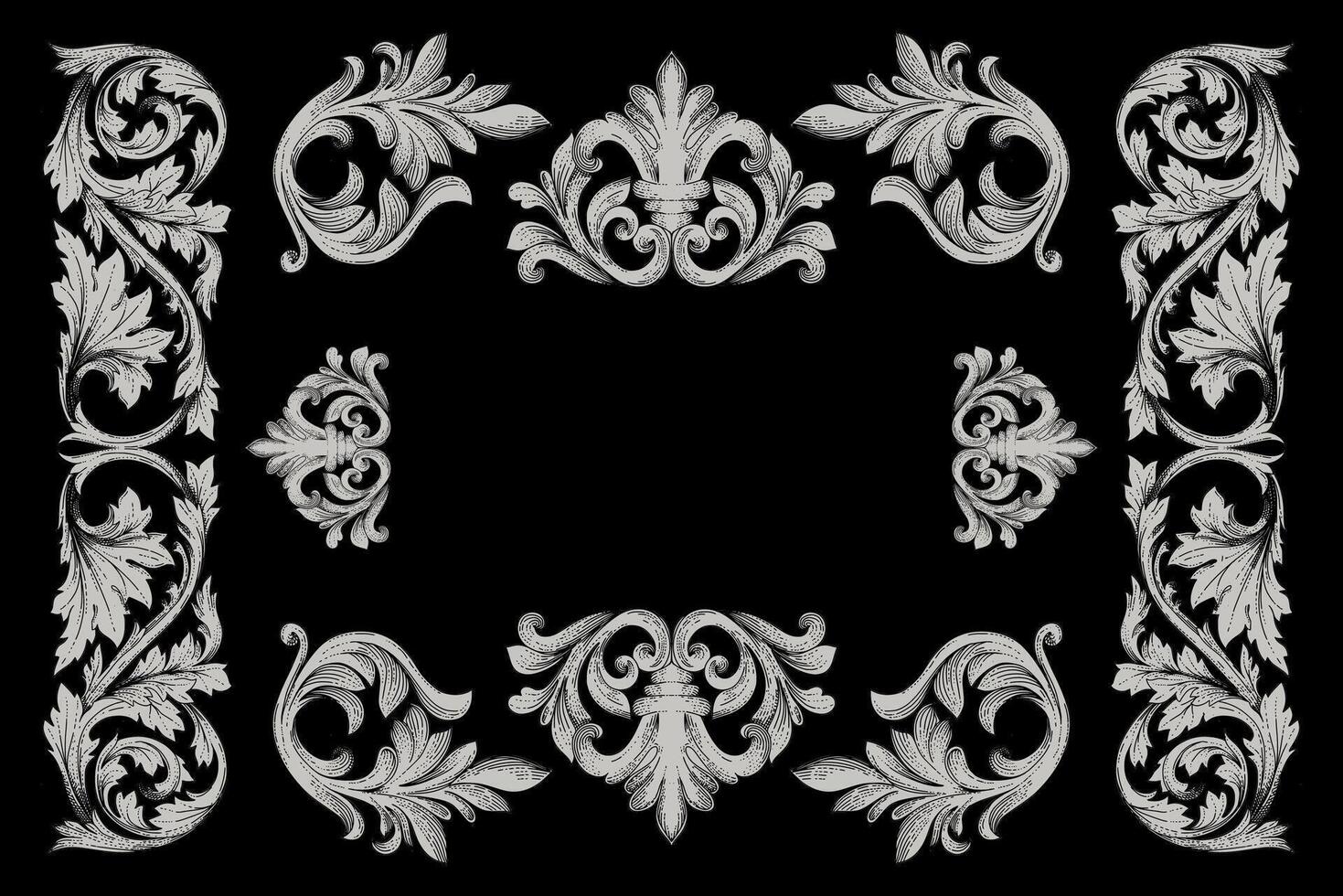 Hand drawn gothic ornament collection vector