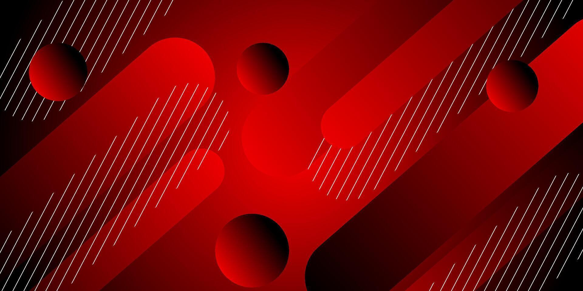 Abstract red and black gradient illustration background with simple red rectangle pattern and circles with 3D look. Dynamic background design. Eps10 vector
