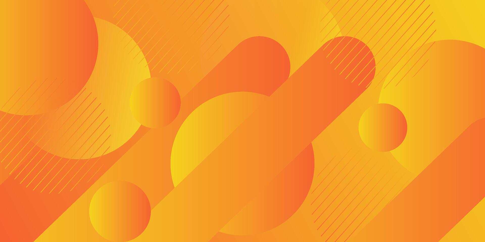 Dynamic abstract orange and yellow circle gradient illustration on geometric background with simple circle pattern and curved rectangles. Cool and bright design. Eps10 vector
