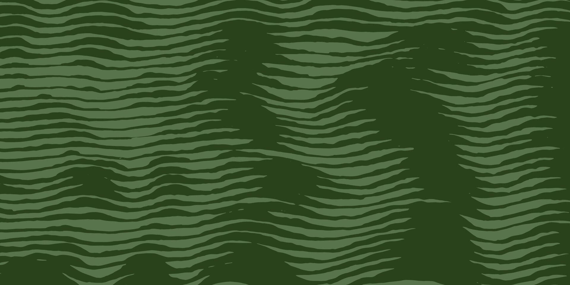 Crafted Hand drawn abstract landscape and mountains range pattern, Japanese stripe wave in brush line, engraving, wood carving style background, irregular nature inspired texture graphic in green vector