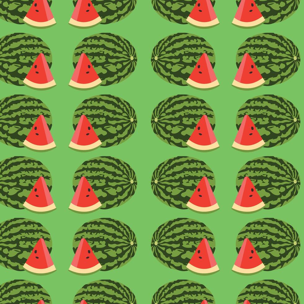 pattern with watermelons on a green background. vector