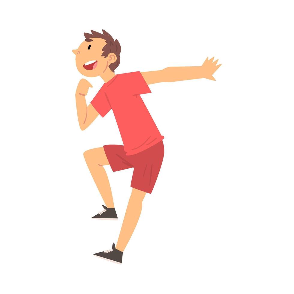 Smiling Happy Teen Boy Having Fun Cartoon Character Illustration vector