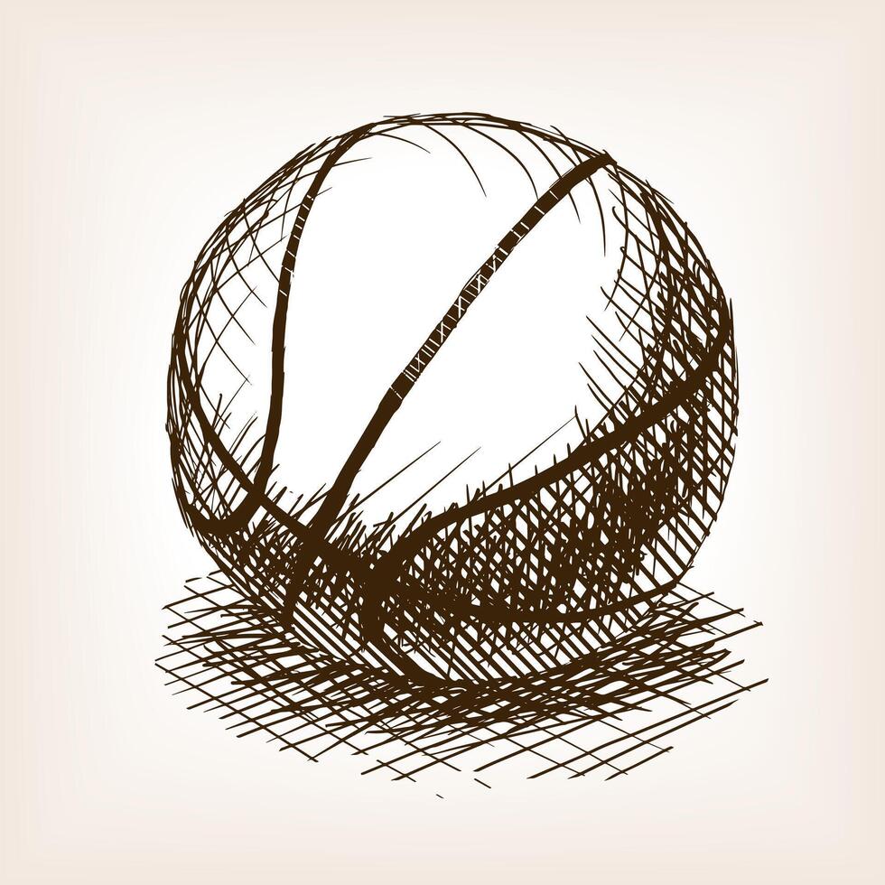 Basketball sketch style illustration. Old engraving imitation. Basketball ball hand drawn sketch imitation. vector