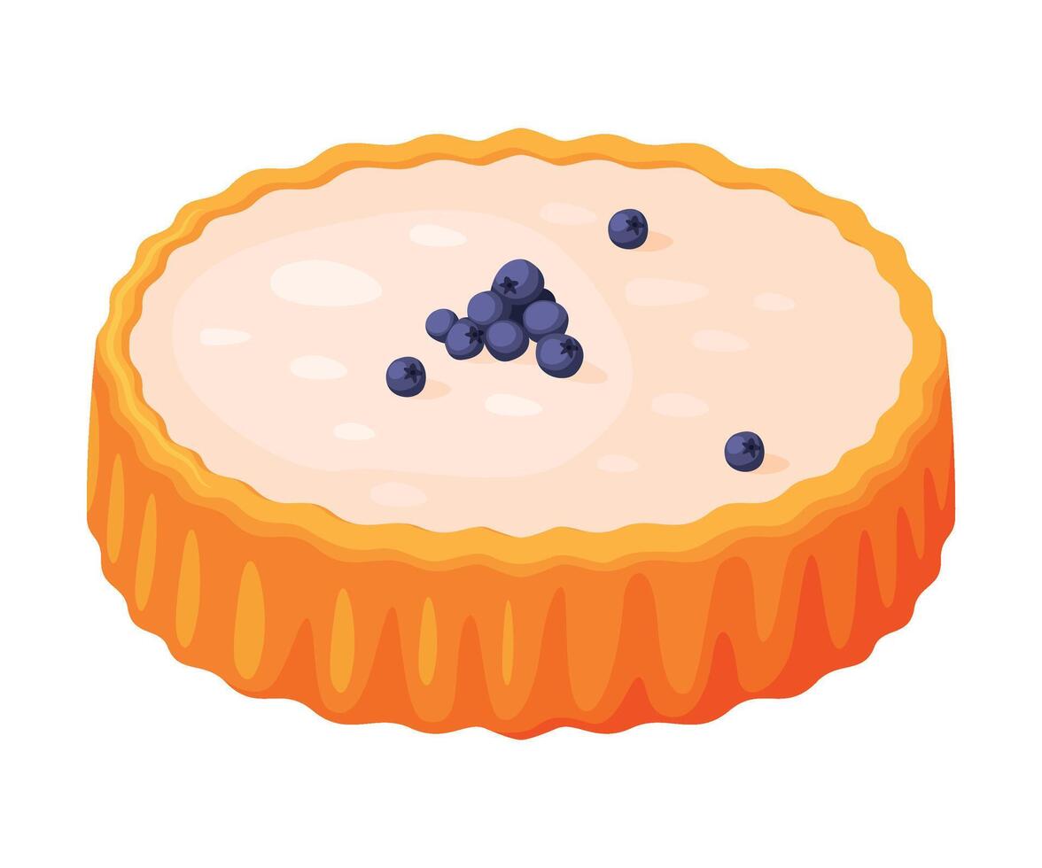 Baked Custard Pie Made from Pastry Dough with Sweet Cream Filling Illustration vector