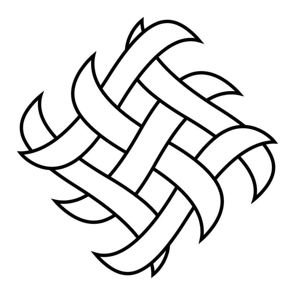 Tattoo pattern logo intertwining palm leaves, vector