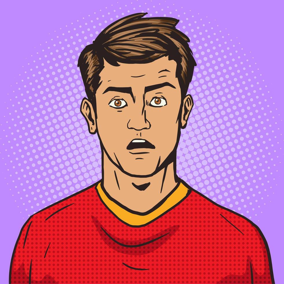 Surprised man pop art retro style illustration. Comic book style imitation. Vintage retro style. Conceptual illustration vector