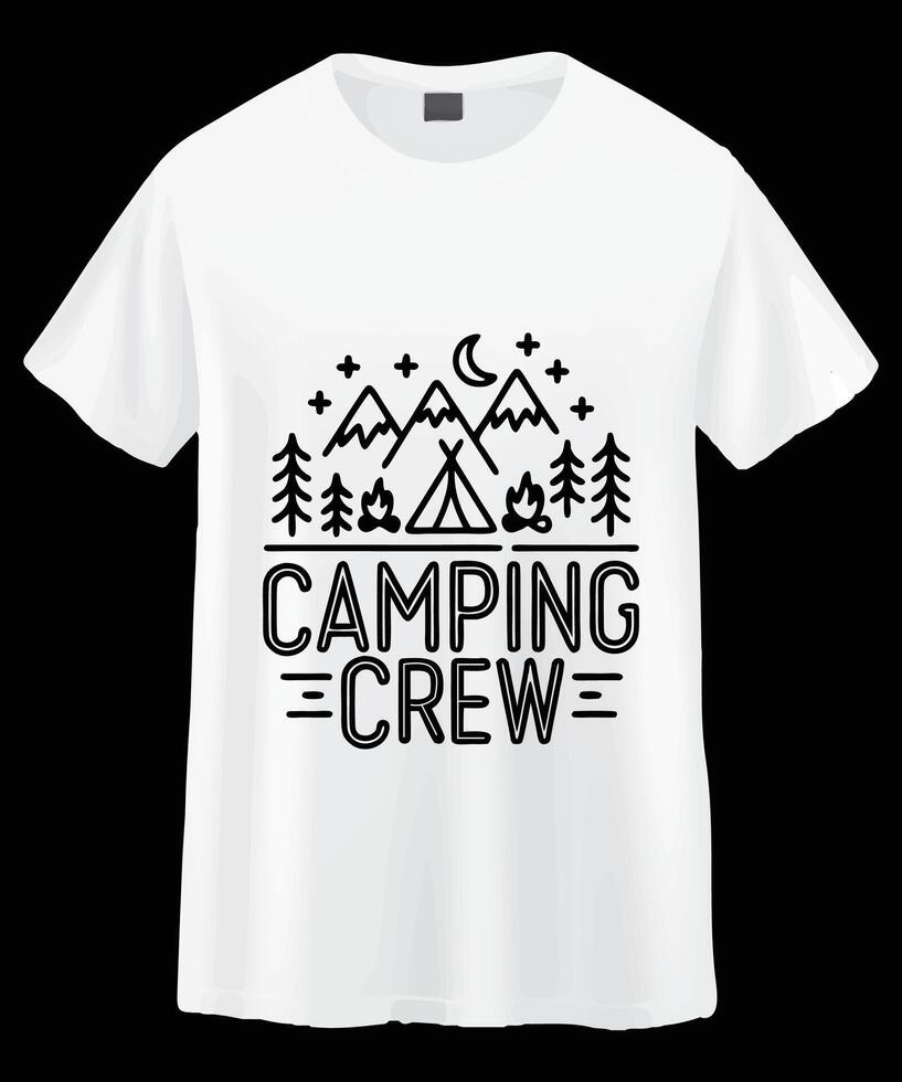 White t-shirt with camping graphic design vector