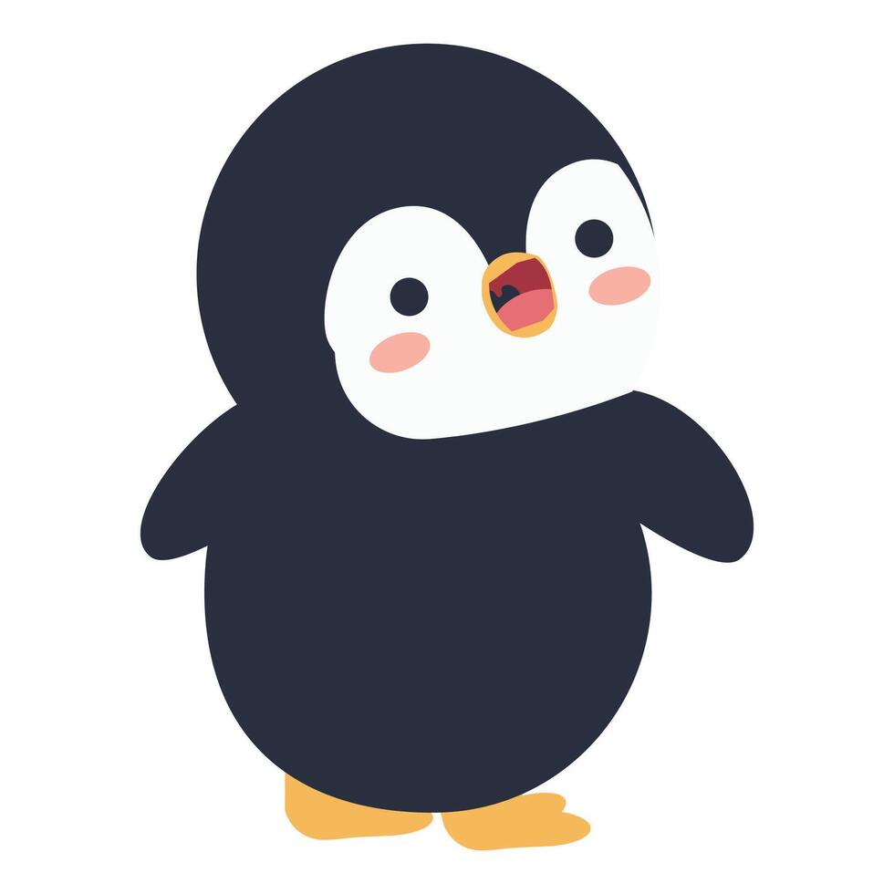 penguin turned around and look vector