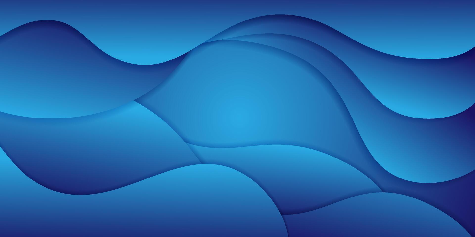 Blue gradient 3D background with geometric wave elements and shadow. Colorful blue wave design. Simple yet elegant concept. Eps10 vector