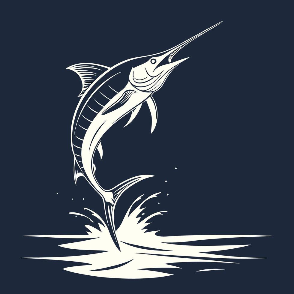 marlin fish jumping out of the water vector