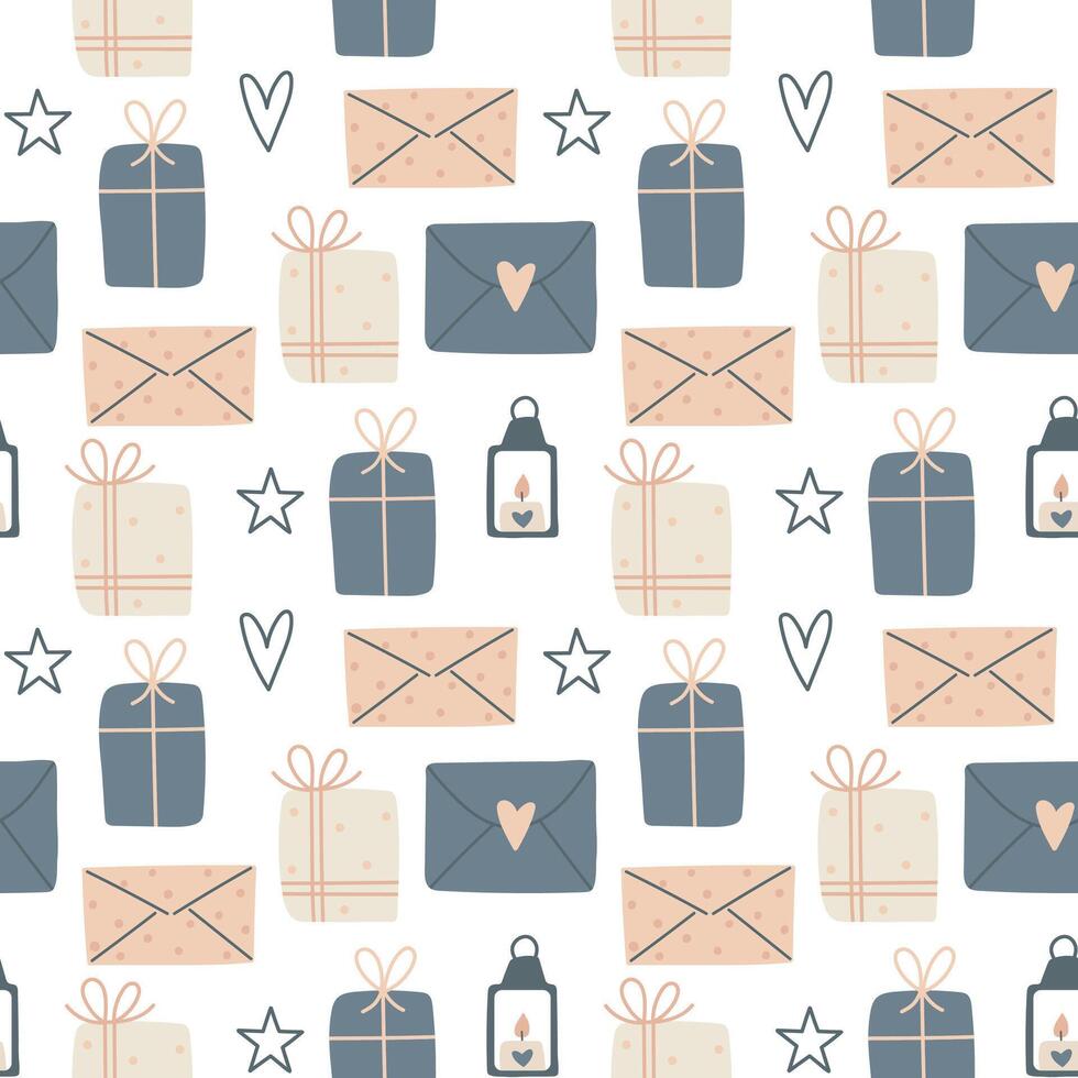 Cute Christmas Seamless Pattern - Textile Design - Fabrics - Wrapping Paper - Holiday Objects Flat Style Elements Seasons Greetings vector