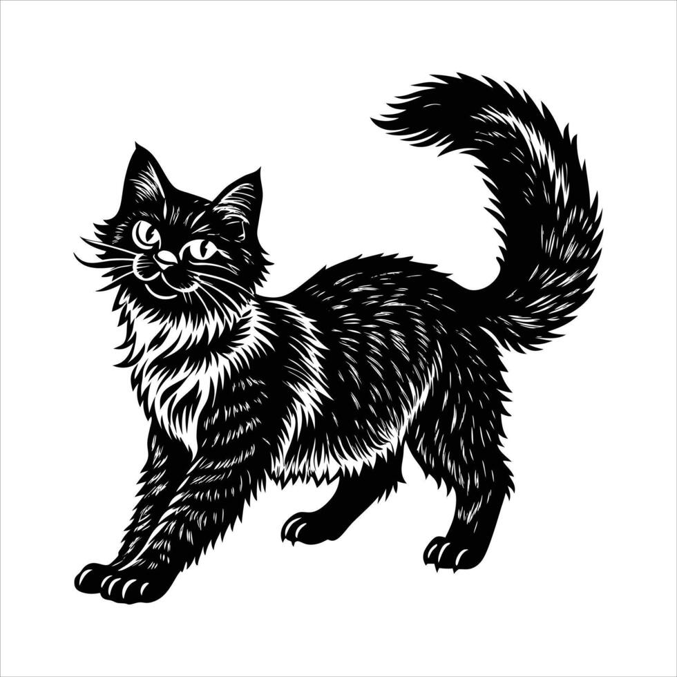 Cat silhouette silhouette of cat on white background. vector