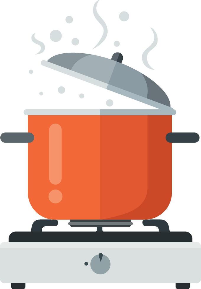 Simple icon of pot on stove cooking vector