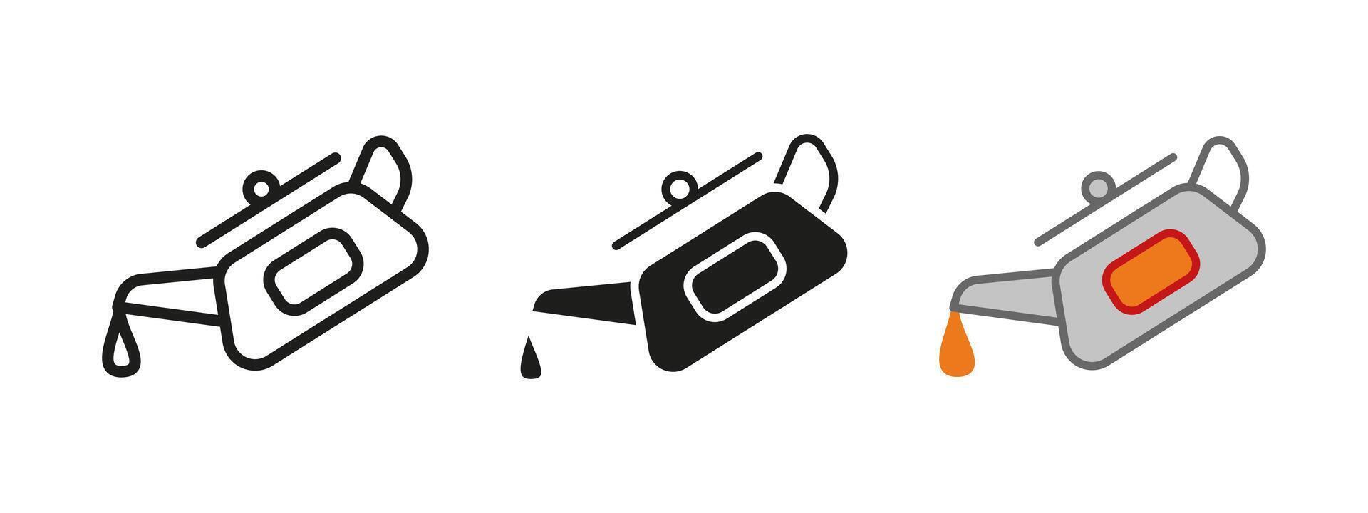 Motor oil icon. Check engine pressure symbol. Fuel level sign. Refuel and oil change pictogram. Fuel canister illustration. Car service maintenance concept. Fluid lubrication indicator. vector