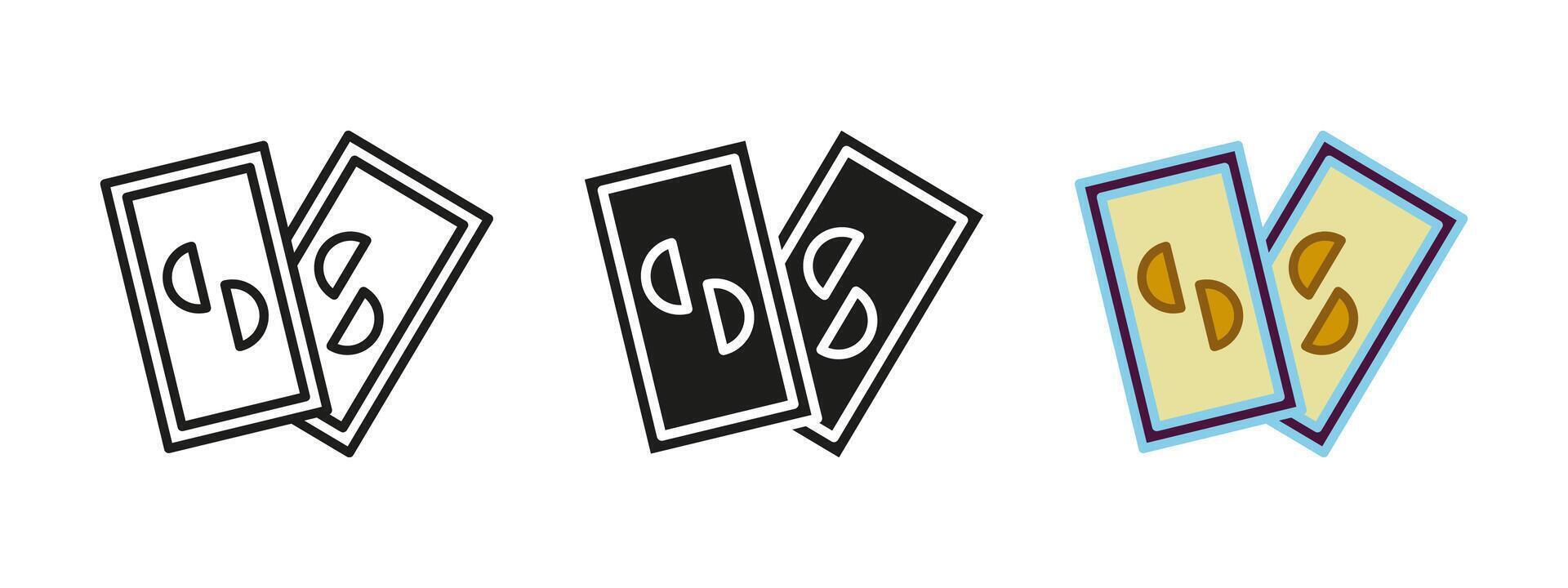 Tarot cards icon. Fortune teller card illustration. Astrology and esoteric occult forecast symbol. Gypsy witchcraft divination sign. Spiritual prediction pictogram. Clairvoyant divination cards vector
