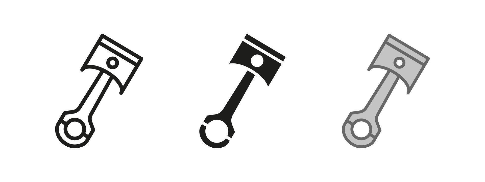 Piston icon. Car piston illustration. Vehicle part symbol. Mechanical element sign. Automobile repair service pictogram. Mechanical rotor isolated outline, line, black and colored concept. vector