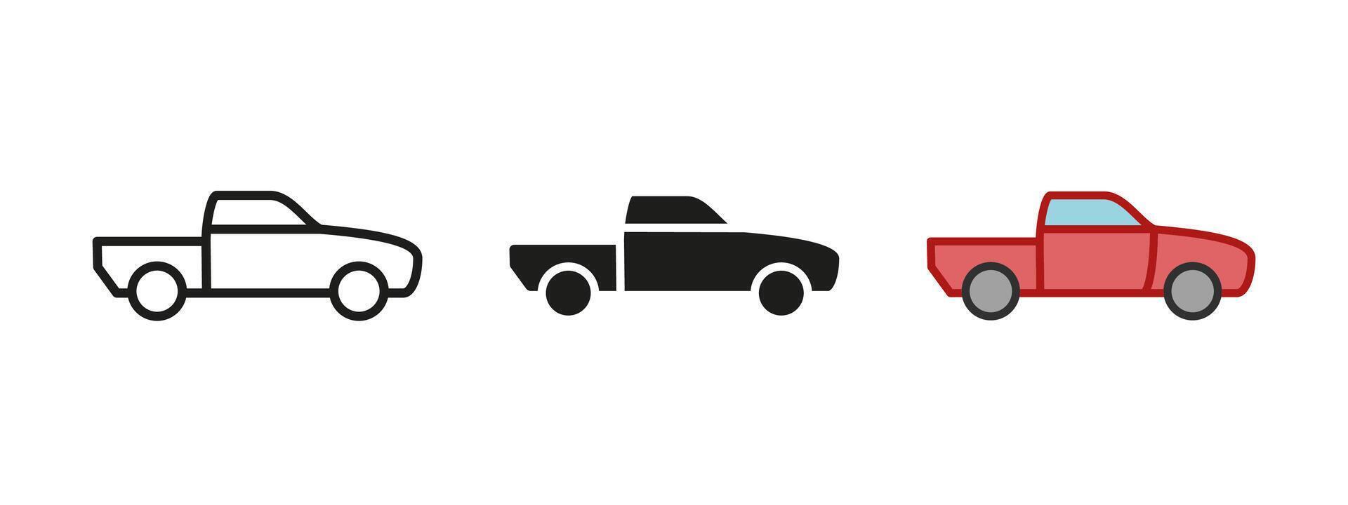 Pickup truck icon. Cargo car illustration. Transportation symbol. Lorry transport sign. Delivery automobile pictogram. Offroad SUV auto concept isolated. vector